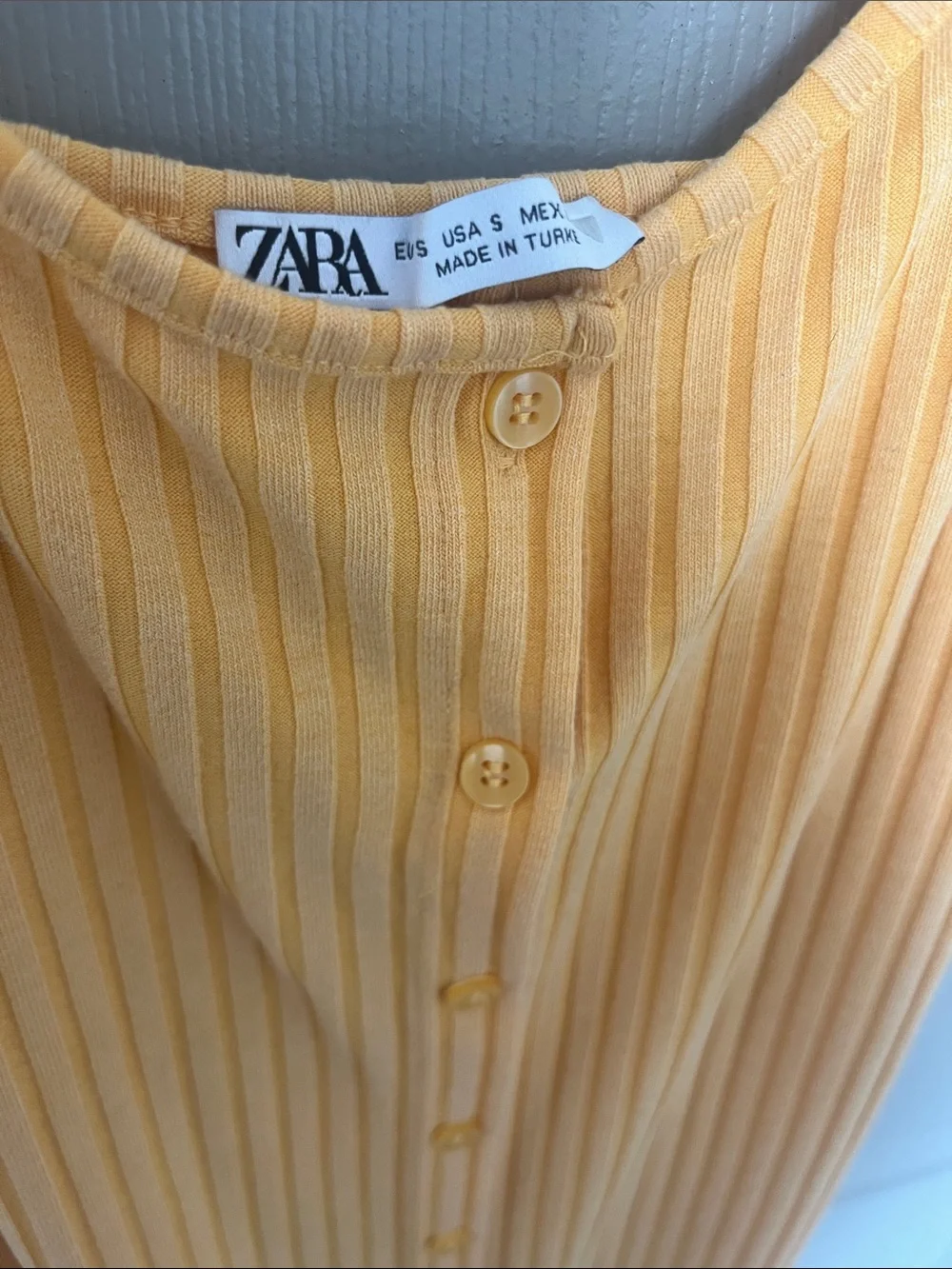 Zara Yellow Ribbed Button-Front Maxi Dress - Picture 3 of 3